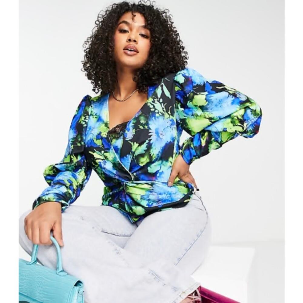 ASOS Blue Floral Print Top - US Size 26